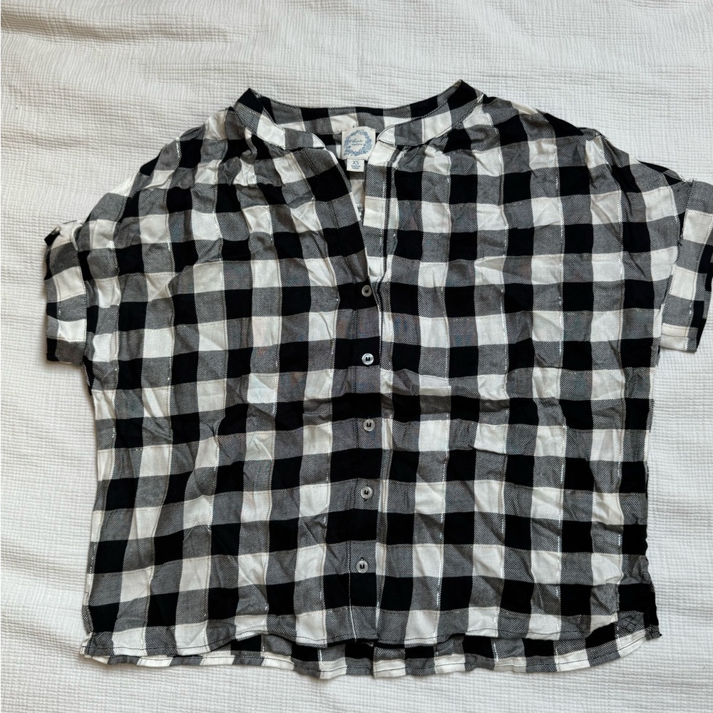 Boxy Blue Rain Button Down Shirt Size XS